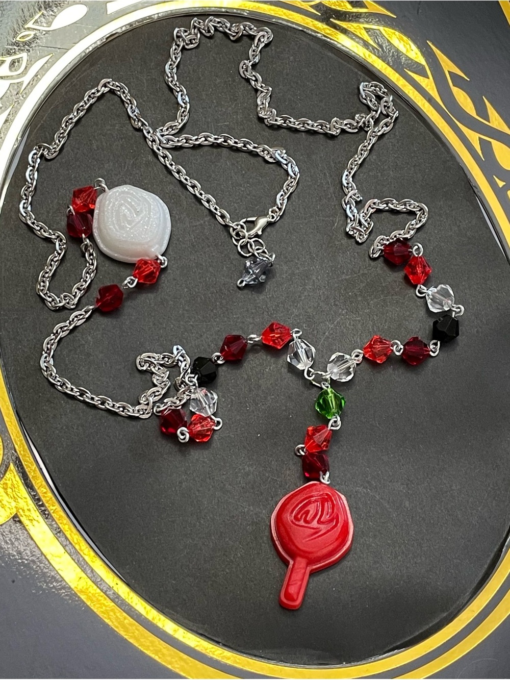 Twisted Wonderland Inspired Groovy Candy Necklace Riddle Rosehearts (silver)